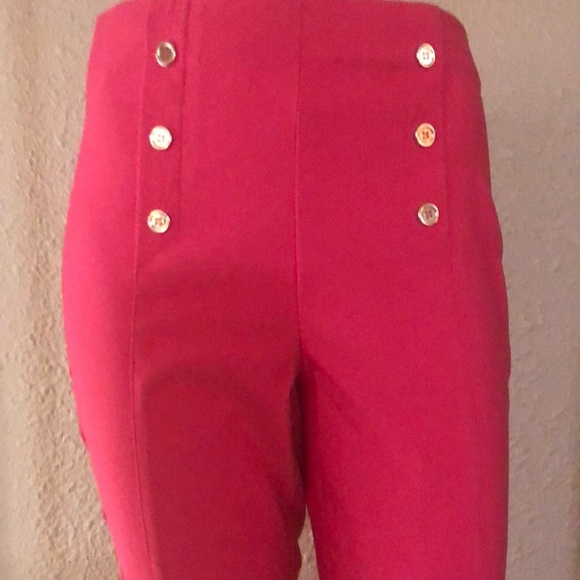 Chic Pink Button-Accent dress Trousers pants - Picture 2 of 14